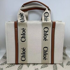 Chloe Cream and Tan Canvas Tote